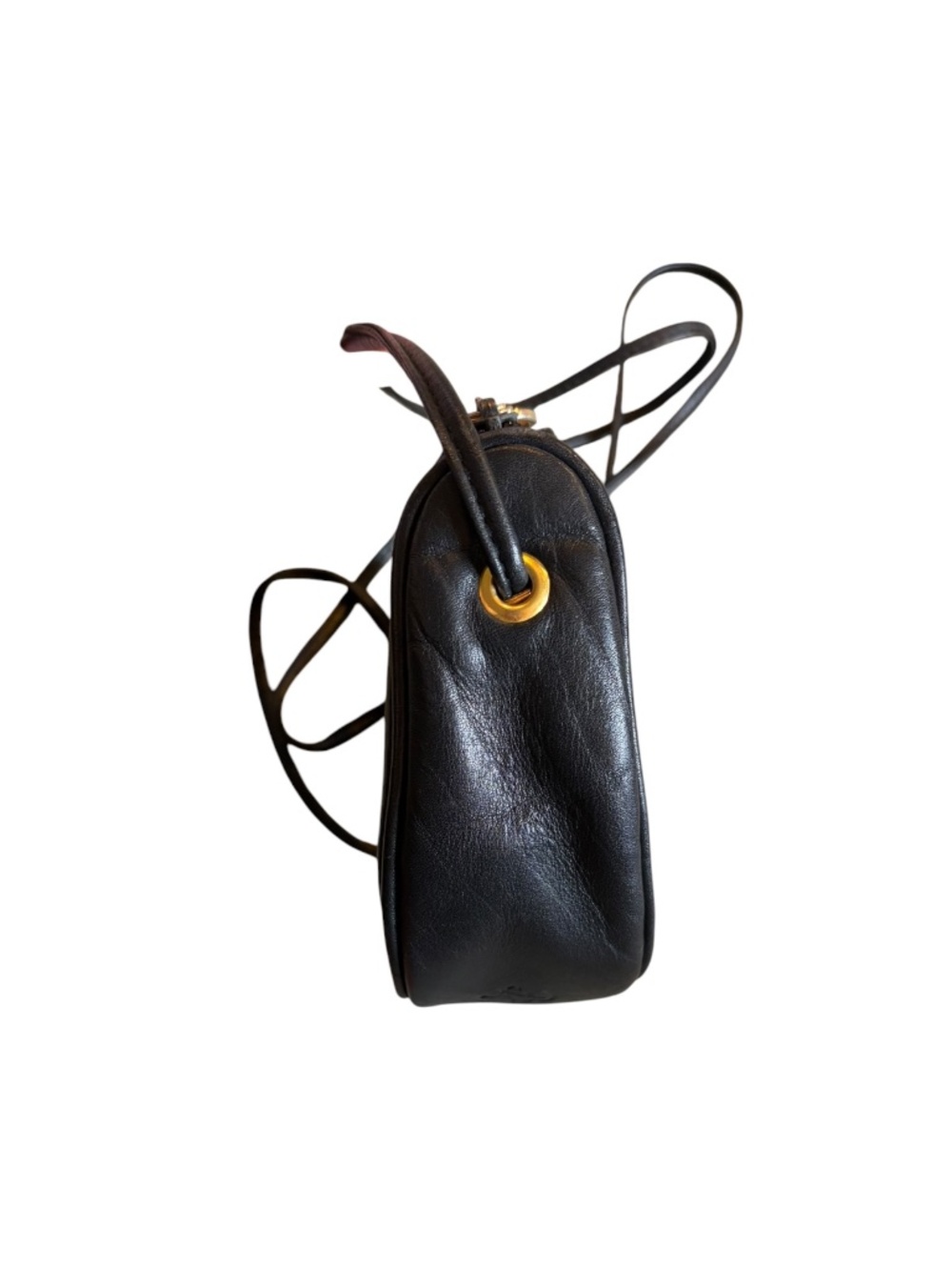 Paloma Picasso Vintage Black Leather Crossbody Bag Gold X Hardware - Picture 5 of 11